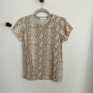 rag & bone Beige Tan Python Snake Print Short Sleeve Top T-shirt